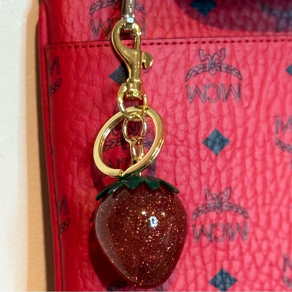Strawberry bag charm ,gold hardware - Picture 2 of 9